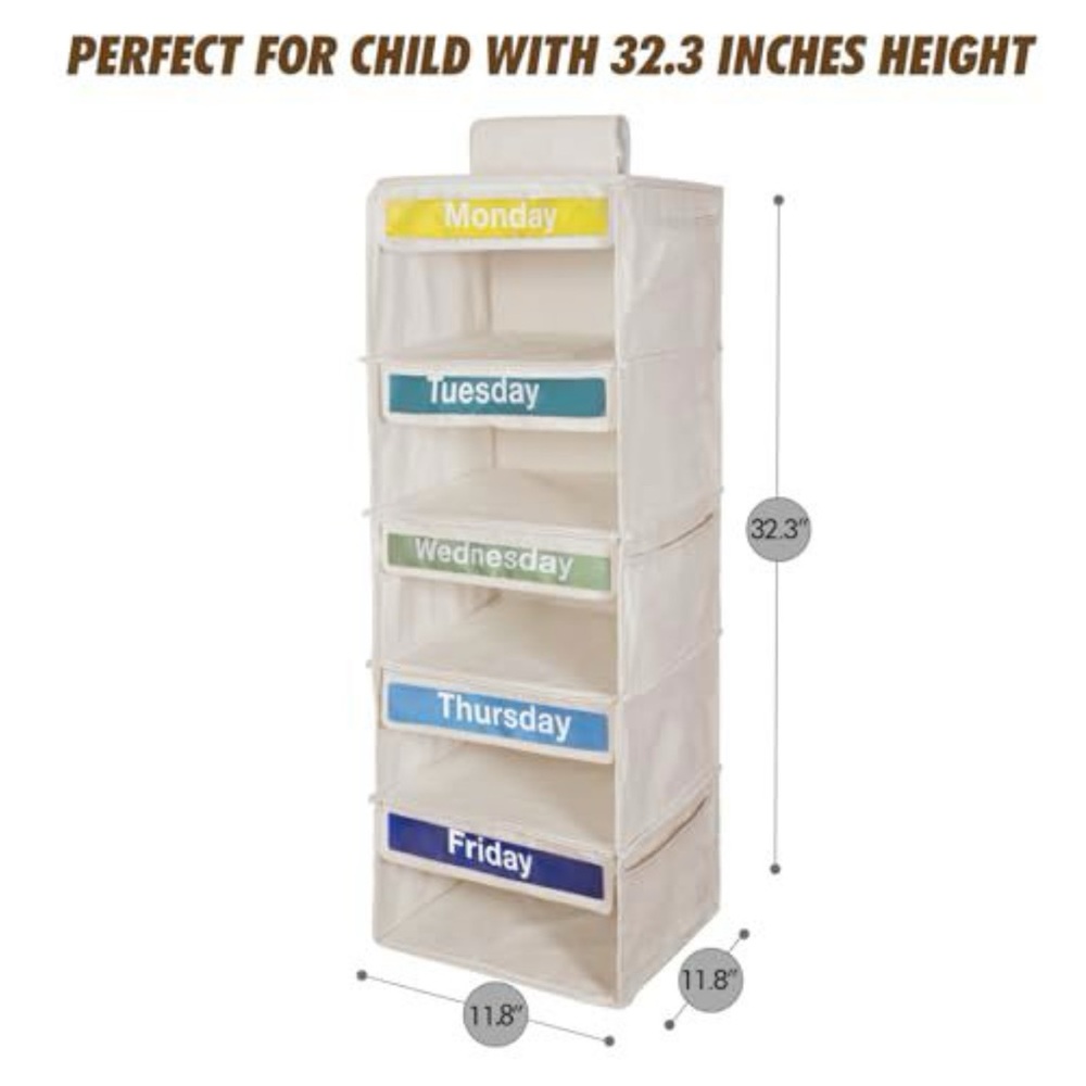Weekly Clothes Organizer for Kids - White
